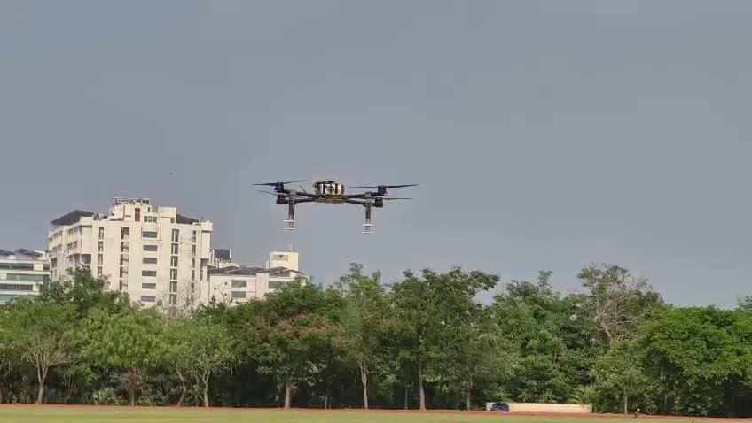 Falcon flying over the IIT Madras athletics field