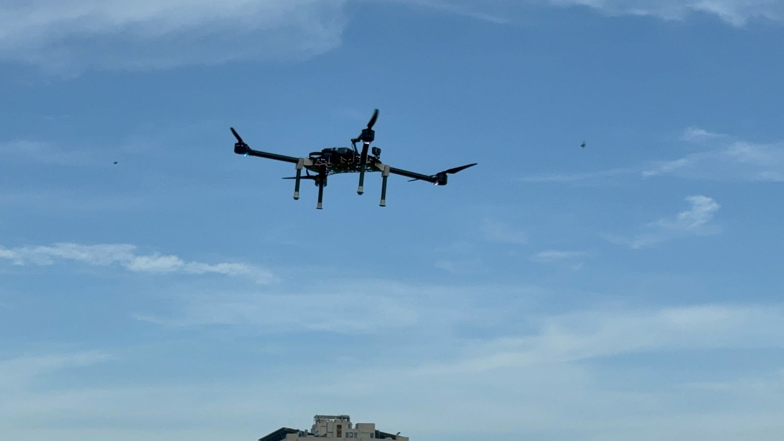 Shadow in autonomous flight against a clear sky