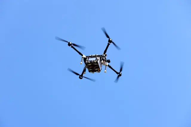 The 2025 UAV flying during field testing