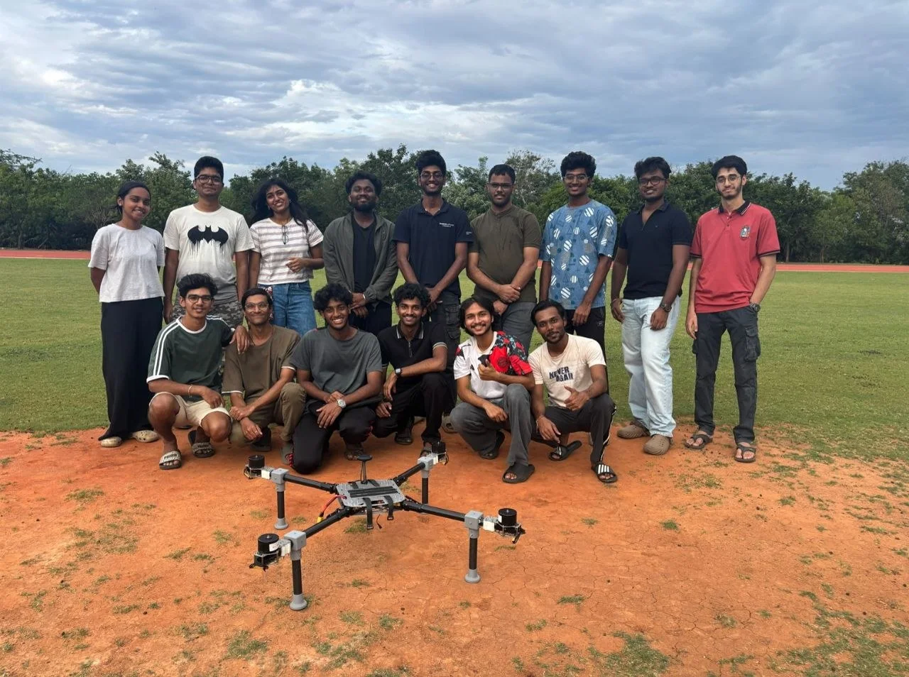 The 2026 SUAS IITM team with Falcon at IIT Madras