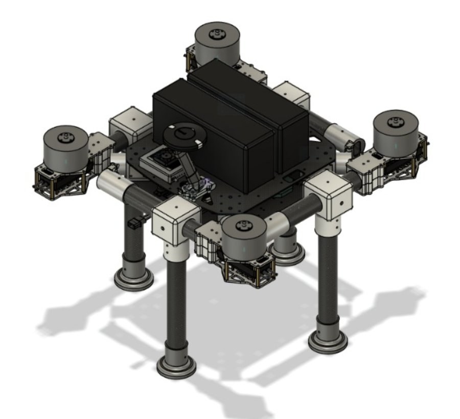 CAD view of the SUAS IITM foldable multirotor airframe with its arms collapsed